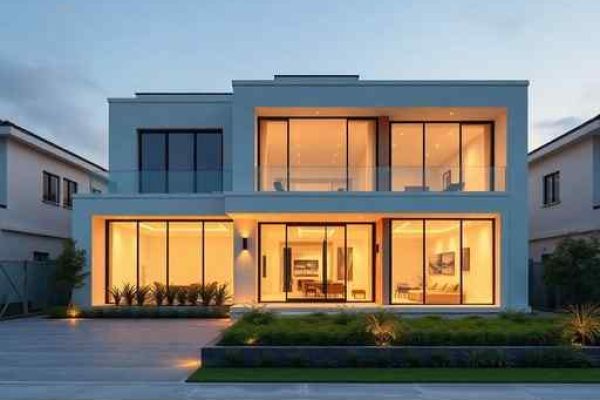 {"prompt":"professional architectural photography of a high-end modern mansion in a luxury horizontal gated community clean minimalist facade with large glass panels warm cinematic lighting at dusk landscaped gardens underground utilities infrastructure concept photorealistic 8k sharp focus elegant design","originalPrompt":"professional architectural photography of a high-end modern mansion in a luxury horizontal gated community clean minimalist facade with large glass panels warm cinematic lighting at dusk landscaped gardens underground utilities infrastructure concept photorealistic 8k sharp focus elegant design","width":512,"height":512,"seed":42,"model":"flux","safe":false,"quality":"medium","image":[],"transparent":false,"reasoning":"balanced","audio":true,"dimensionsExplicit":true,"isMature":false,"isChild":false,"trackingData":{"actualModel":"flux","usage":{"completionImageTokens":1,"totalTokenCount":1}}}