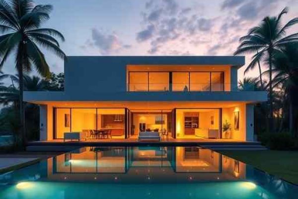 {"prompt":"professional architectural photography of a luxury modern house in Brazil with a stunning infinity pool and gourmet area high-end residential design warm cinematic lighting at dusk minimalist interiors visible through large glass walls sharp focus photorealistic landscaped tropical garden","originalPrompt":"professional architectural photography of a luxury modern house in Brazil with a stunning infinity pool and gourmet area high-end residential design warm cinematic lighting at dusk minimalist interiors visible through large glass walls sharp focus photorealistic landscaped tropical garden","width":512,"height":512,"seed":42,"model":"flux","safe":false,"quality":"medium","image":[],"transparent":false,"reasoning":"balanced","audio":true,"dimensionsExplicit":true,"isMature":false,"isChild":false,"trackingData":{"actualModel":"flux","usage":{"completionImageTokens":1,"totalTokenCount":1}}}