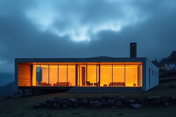 {"prompt":"professional architectural photography of a luxury modern lodge in the mountainous region of santa catarina at dusk with cinematic lighting warm interiors glowing through large glass facades high-end residential design sharp focus photorealistic minimalist architecture integrated with a cold misty landscape","originalPrompt":"professional architectural photography of a luxury modern lodge in the mountainous region of santa catarina at dusk with cinematic lighting warm interiors glowing through large glass facades high-end residential design sharp focus photorealistic minimalist architecture integrated with a cold misty landscape","seed":42,"model":"flux","safe":false,"quality":"medium","image":[],"transparent":false,"reasoning":"balanced","audio":true,"width":1024,"height":1024,"dimensionsExplicit":false,"isMature":false,"isChild":false,"trackingData":{"actualModel":"flux","usage":{"completionImageTokens":1,"totalTokenCount":1}}}