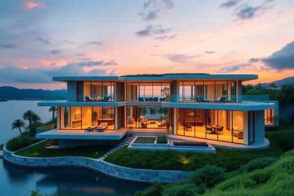 {"prompt":"professional architectural photography of a luxury modern mansion overlooking the blue waters of a reservoir at sunset high-end residential design with floor-to-ceiling glass facade cinematic lighting lush green landscaping sharp focus photorealistic 8k ultra-detailed","originalPrompt":"professional architectural photography of a luxury modern mansion overlooking the blue waters of a reservoir at sunset high-end residential design with floor-to-ceiling glass facade cinematic lighting lush green landscaping sharp focus photorealistic 8k ultra-detailed","width":512,"height":512,"seed":42,"model":"flux","safe":false,"quality":"medium","image":[],"transparent":false,"reasoning":"balanced","audio":true,"dimensionsExplicit":true,"isMature":false,"isChild":false,"trackingData":{"actualModel":"flux","usage":{"completionImageTokens":1,"totalTokenCount":1}}}