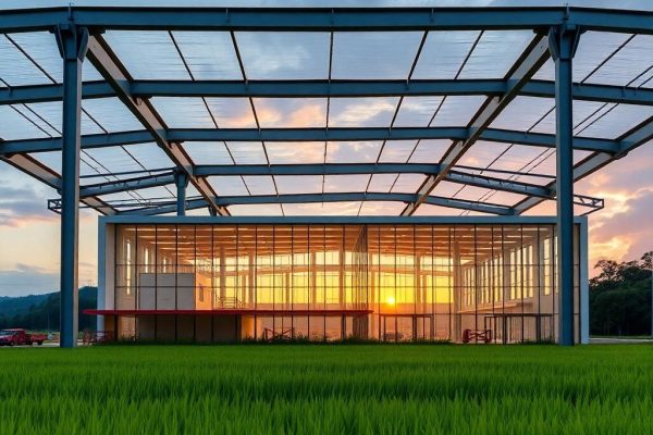 {"prompt":"professional architectural photography of a modern agro-industrial facility in southern brazil surrounded by lush green fields high-end structural design with exposed steel beams and large glass facades cinematic lighting at dawn sharp focus photorealistic industrial architecture","originalPrompt":"professional architectural photography of a modern agro-industrial facility in southern brazil surrounded by lush green fields high-end structural design with exposed steel beams and large glass facades cinematic lighting at dawn sharp focus photorealistic industrial architecture","seed":42,"model":"flux","safe":false,"quality":"medium","image":[],"transparent":false,"reasoning":"balanced","audio":true,"width":1024,"height":1024,"dimensionsExplicit":false,"isMature":false,"isChild":false,"trackingData":{"actualModel":"flux","usage":{"completionImageTokens":1,"totalTokenCount":1}}}