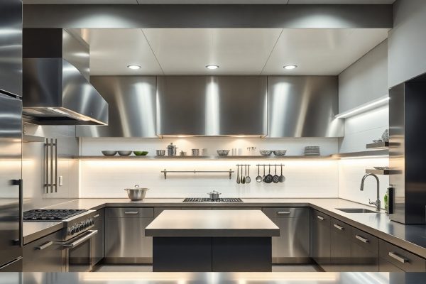 {"prompt":"professional architectural photography of a modern commercial kitchen design high-end finishes minimalist stainless steel surfaces cinematic lighting photorealistic sharp focus industrial ergonomics","originalPrompt":"professional architectural photography of a modern commercial kitchen design high-end finishes minimalist stainless steel surfaces cinematic lighting photorealistic sharp focus industrial ergonomics","seed":42,"model":"flux","safe":false,"quality":"medium","image":[],"transparent":false,"reasoning":"balanced","audio":true,"width":1024,"height":1024,"dimensionsExplicit":false,"isMature":false,"isChild":false,"trackingData":{"actualModel":"flux","usage":{"completionImageTokens":1,"totalTokenCount":1}}}