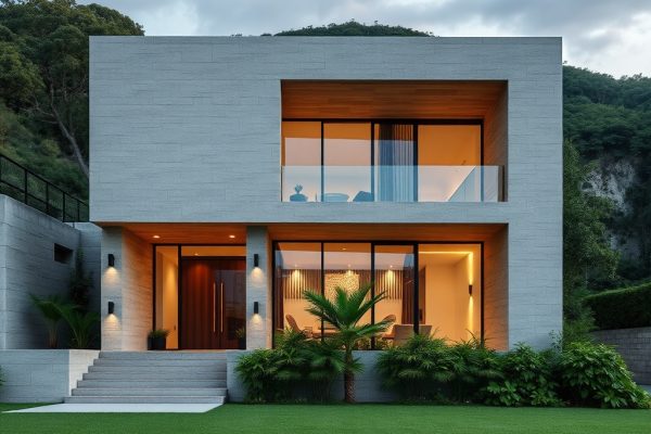 {"prompt":"professional architectural photography of a modern high-end residential facade in Brazil using locally sourced ceramic materials and exposed concrete structures cinematic lighting lush green landscape background photorealistic sharp focus luxury estate exterior","originalPrompt":"professional architectural photography of a modern high-end residential facade in Brazil using locally sourced ceramic materials and exposed concrete structures cinematic lighting lush green landscape background photorealistic sharp focus luxury estate exterior","seed":42,"model":"flux","safe":false,"quality":"medium","image":[],"transparent":false,"reasoning":"balanced","audio":true,"width":1024,"height":1024,"dimensionsExplicit":false,"has_nsfw_concept":false,"concept":null,"trackingData":{"actualModel":"flux","usage":{"completionImageTokens":1,"totalTokenCount":1}}}