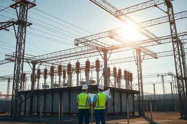 {"prompt":"professional architectural photography of a modern industrial electrical substation construction site with engineers reviewing blueprints under the sun high-end engineering infrastructure cinematic lighting sharp focus photorealistic","originalPrompt":"professional architectural photography of a modern industrial electrical substation construction site with engineers reviewing blueprints under the sun high-end engineering infrastructure cinematic lighting sharp focus photorealistic","width":512,"height":512,"seed":42,"model":"flux","safe":false,"quality":"medium","image":[],"transparent":false,"reasoning":"balanced","audio":true,"dimensionsExplicit":true,"isMature":false,"isChild":false,"trackingData":{"actualModel":"flux","usage":{"completionImageTokens":1,"totalTokenCount":1}}}