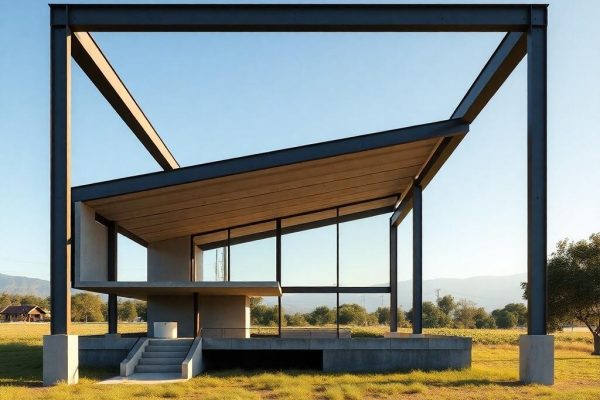 {"prompt":"professional architectural photography of a modern industrial pavilion in a rural setting of santa catarina high-end structural design steel and concrete elements sharp focus cinematic lighting bright daylight photorealistic render","originalPrompt":"professional architectural photography of a modern industrial pavilion in a rural setting of santa catarina high-end structural design steel and concrete elements sharp focus cinematic lighting bright daylight photorealistic render","seed":42,"model":"flux","safe":false,"quality":"medium","image":[],"transparent":false,"reasoning":"balanced","audio":true,"width":1024,"height":1024,"dimensionsExplicit":false,"isMature":false,"isChild":false,"trackingData":{"actualModel":"flux","usage":{"completionImageTokens":1,"totalTokenCount":1}}}