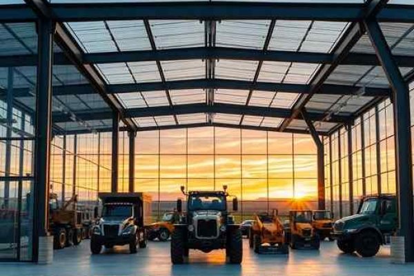 {"prompt":"professional architectural photography of a modern industrial showroom with large glass facades showcasing heavy machinery and vehicles high-end structural design with steel beams cinematic lighting sharp focus photorealistic environment rural landscape background at sunset","originalPrompt":"professional architectural photography of a modern industrial showroom with large glass facades showcasing heavy machinery and vehicles high-end structural design with steel beams cinematic lighting sharp focus photorealistic environment rural landscape background at sunset","width":512,"height":512,"seed":42,"model":"flux","safe":false,"quality":"medium","image":[],"transparent":false,"reasoning":"balanced","audio":true,"dimensionsExplicit":true,"isMature":false,"isChild":false,"trackingData":{"actualModel":"flux","usage":{"completionImageTokens":1,"totalTokenCount":1}}}