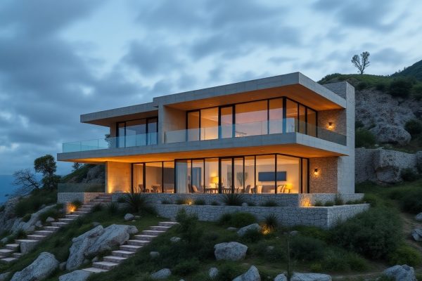 {"prompt":"professional architectural photography of a modern luxury residence built on a rocky mountain terrain in Botuvera SC high-end residential design integrated with nature cinematic lighting sharp focus photorealistic concrete and glass structure","originalPrompt":"professional architectural photography of a modern luxury residence built on a rocky mountain terrain in Botuvera SC high-end residential design integrated with nature cinematic lighting sharp focus photorealistic concrete and glass structure","seed":42,"model":"flux","safe":false,"quality":"medium","image":[],"transparent":false,"reasoning":"balanced","audio":true,"width":1024,"height":1024,"dimensionsExplicit":false,"isMature":false,"isChild":false,"trackingData":{"actualModel":"flux","usage":{"completionImageTokens":1,"totalTokenCount":1}}}