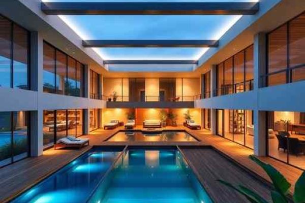 {"prompt":"professional architectural photography of a modern luxury social club in brazil with panoramic windows minimalist interiors spacious wooden decks blue pool water cinematic lighting lush green landscaping high-end residential design sharp focus photorealistic","originalPrompt":"professional architectural photography of a modern luxury social club in brazil with panoramic windows minimalist interiors spacious wooden decks blue pool water cinematic lighting lush green landscaping high-end residential design sharp focus photorealistic","width":512,"height":512,"seed":42,"model":"flux","safe":false,"quality":"medium","image":[],"transparent":false,"reasoning":"balanced","audio":true,"dimensionsExplicit":true,"isMature":false,"isChild":false,"trackingData":{"actualModel":"flux","usage":{"completionImageTokens":1,"totalTokenCount":1}}}