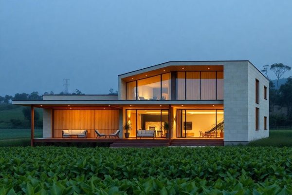 {"prompt":"professional architectural photography of a modern rural farm facility in southern brazil, high-end residential design integrated with agricultural structures, cinematic lighting, sharp focus, photorealistic, luxury estate exterior, sustainable materials surrounded by tobacco fields","originalPrompt":"professional architectural photography of a modern rural farm facility in southern brazil, high-end residential design integrated with agricultural structures, cinematic lighting, sharp focus, photorealistic, luxury estate exterior, sustainable materials surrounded by tobacco fields","seed":42,"model":"flux","safe":false,"quality":"medium","image":[],"transparent":false,"reasoning":"balanced","audio":true,"width":1024,"height":1024,"dimensionsExplicit":false,"isMature":false,"isChild":false,"trackingData":{"actualModel":"flux","usage":{"completionImageTokens":1,"totalTokenCount":1}}}